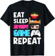 Eat Sleep Anime Game Repeat Shirt, Anime Manga Shirts Gifts T-Shirt - T-Shirt | Black