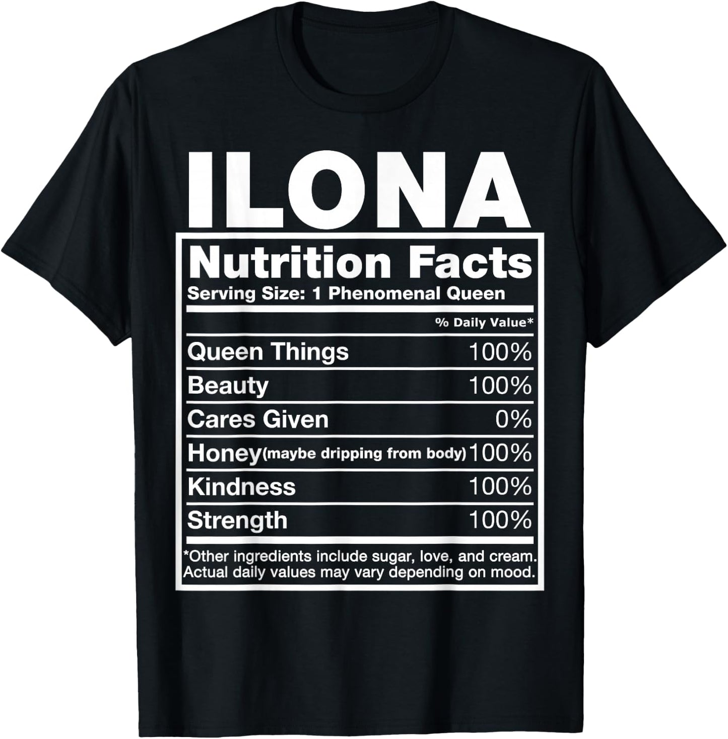Ilona Nutrition Facts Ilona Name Birthday Shirt T-Shirt - T-Shirt | Black