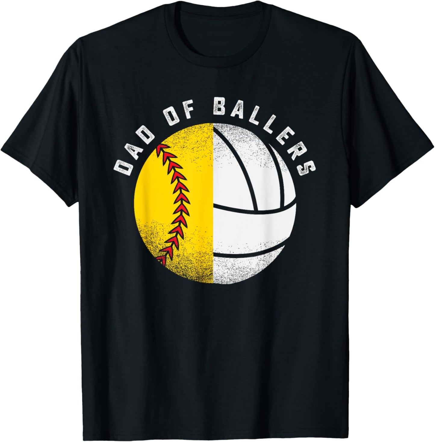 Dad of Ballers Father Son Volleyball Softball Player Coach T-Shirt - T-Shirt | Black