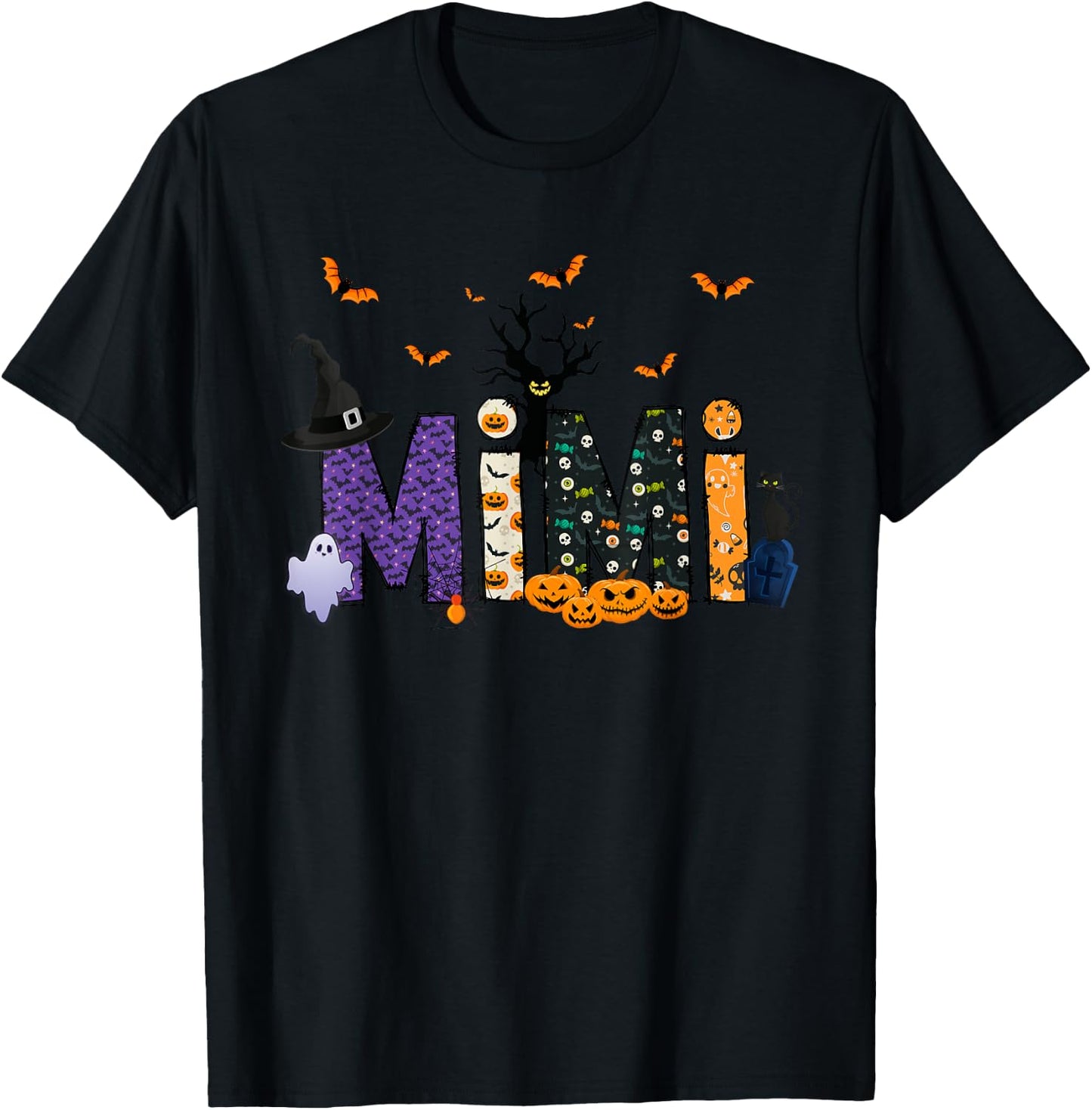 Mimi Witch Cute Grandma Mimi Halloween Costume Funny T-Shirt - T-Shirt | Black