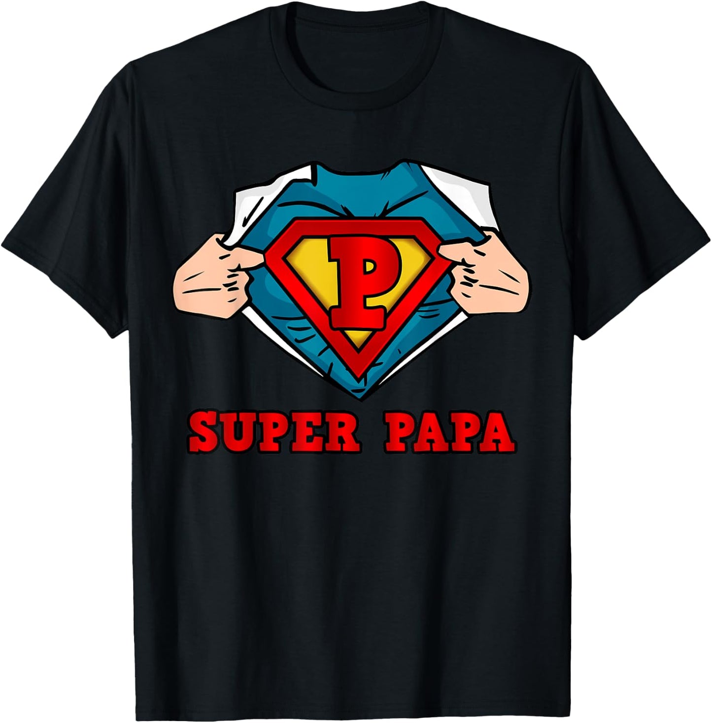 SUPERHERO SUPER PAPA - GREAT Gift DAD T-Shirt - T-Shirt | Black