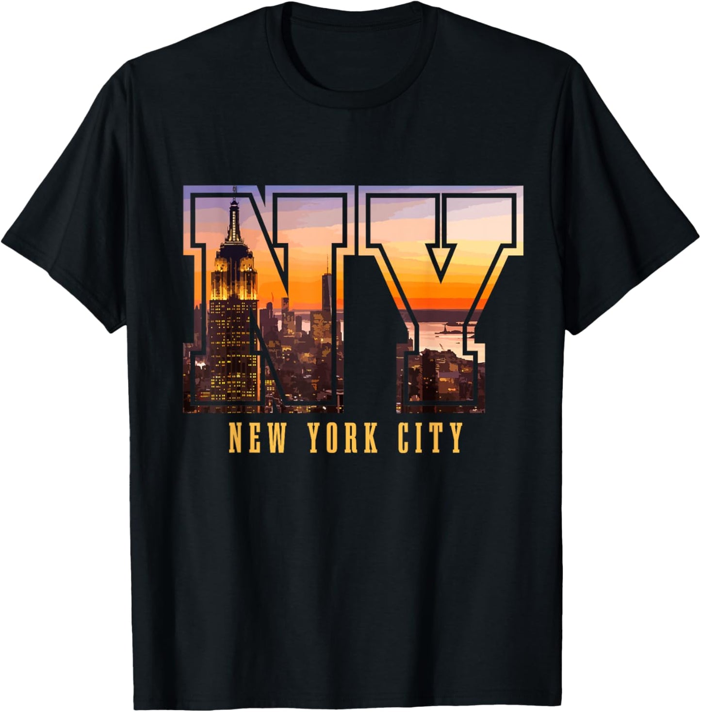 New York City NYC NY Skyline USA America Souvenir Gift T-Shirt - T-Shirt | Black