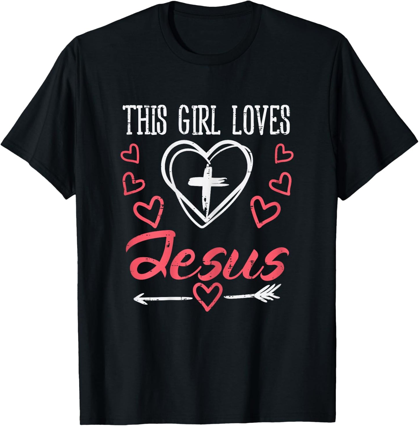 Heart Cross This Girl Loves Jesus God Christian Girls Women T-Shirt - T-Shirt | Black