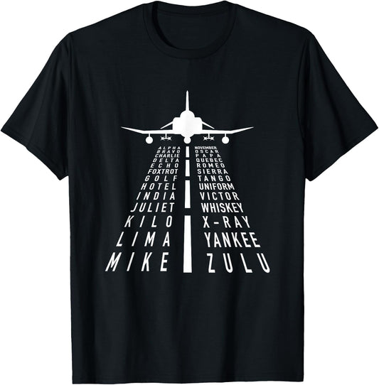 International Phonetic Alphabet with F-4 Phantom II Design T-Shirt - T-Shirt | Black