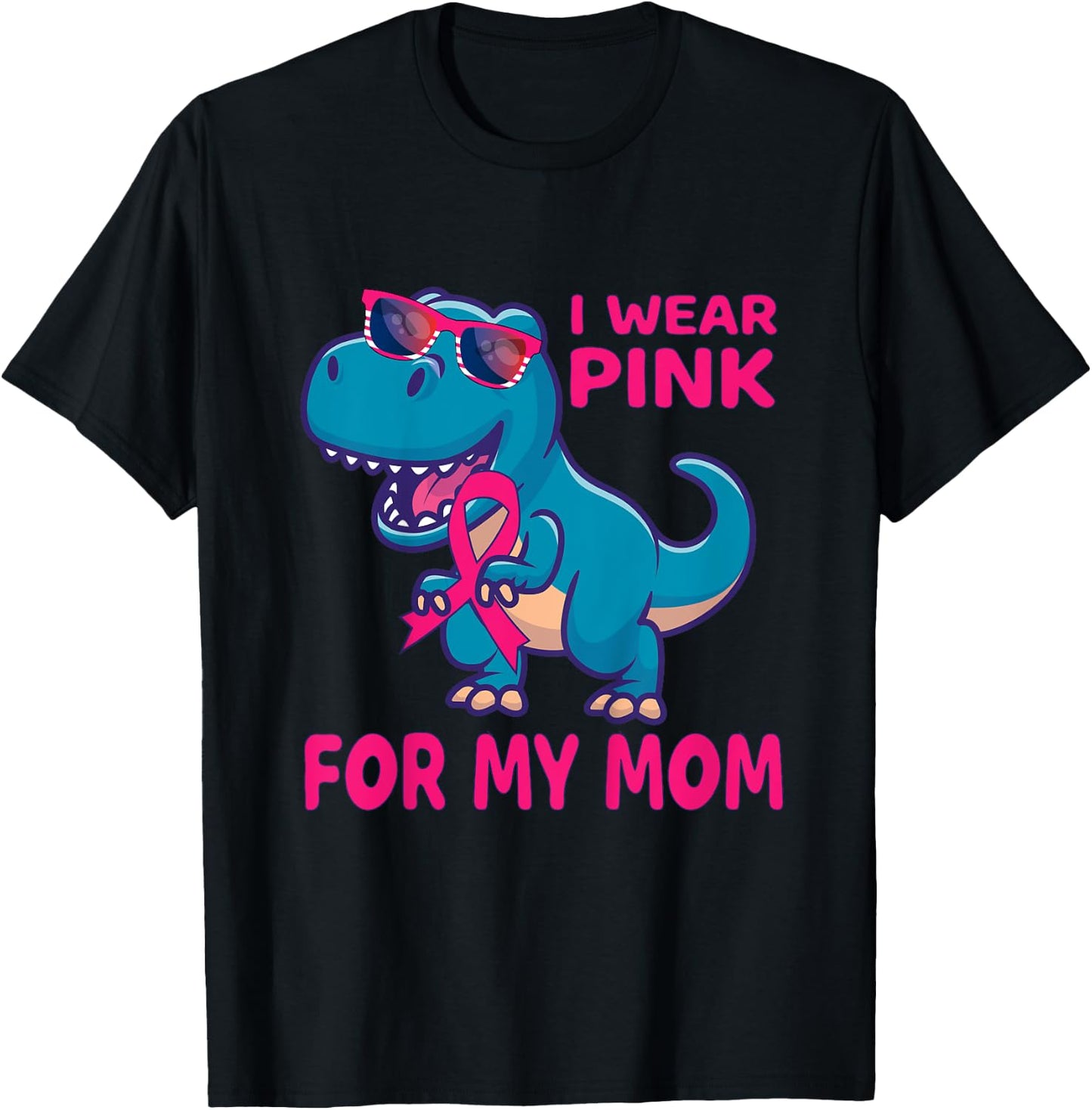 Kids Pink Ribbon T-Rex Shirt Breast Cancer Awareness Boys Toddler T-Shirt - T-Shirt | Black