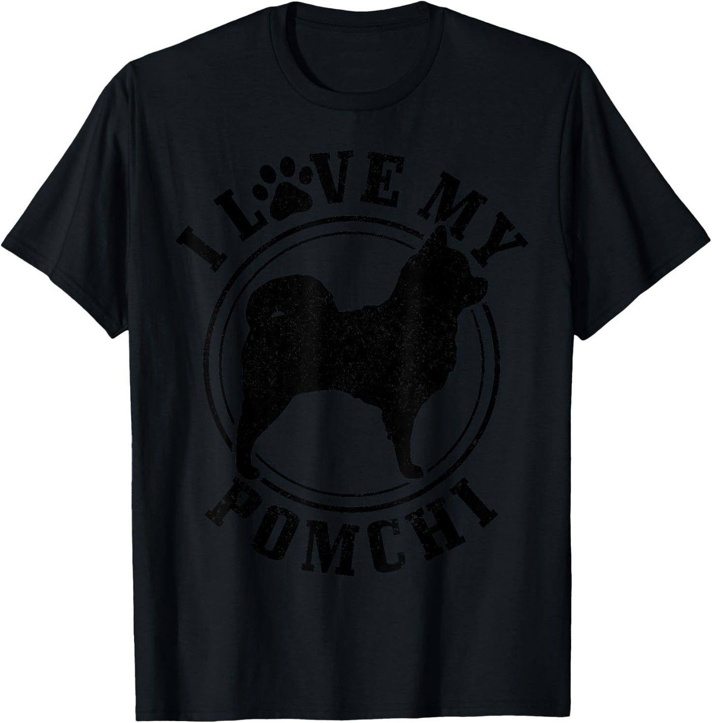 Pomchi Dog I Love My Pomchi Mom Dad Men Women T-Shirt - T-Shirt | Black
