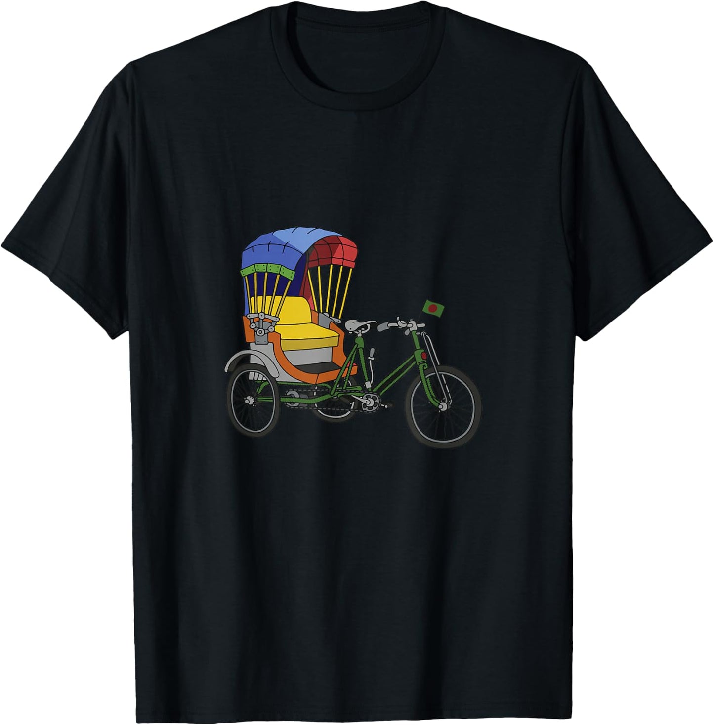 Cool Rikshaw Bike Artwork Bangladesh Flag T-Shirt - T-Shirt | Black