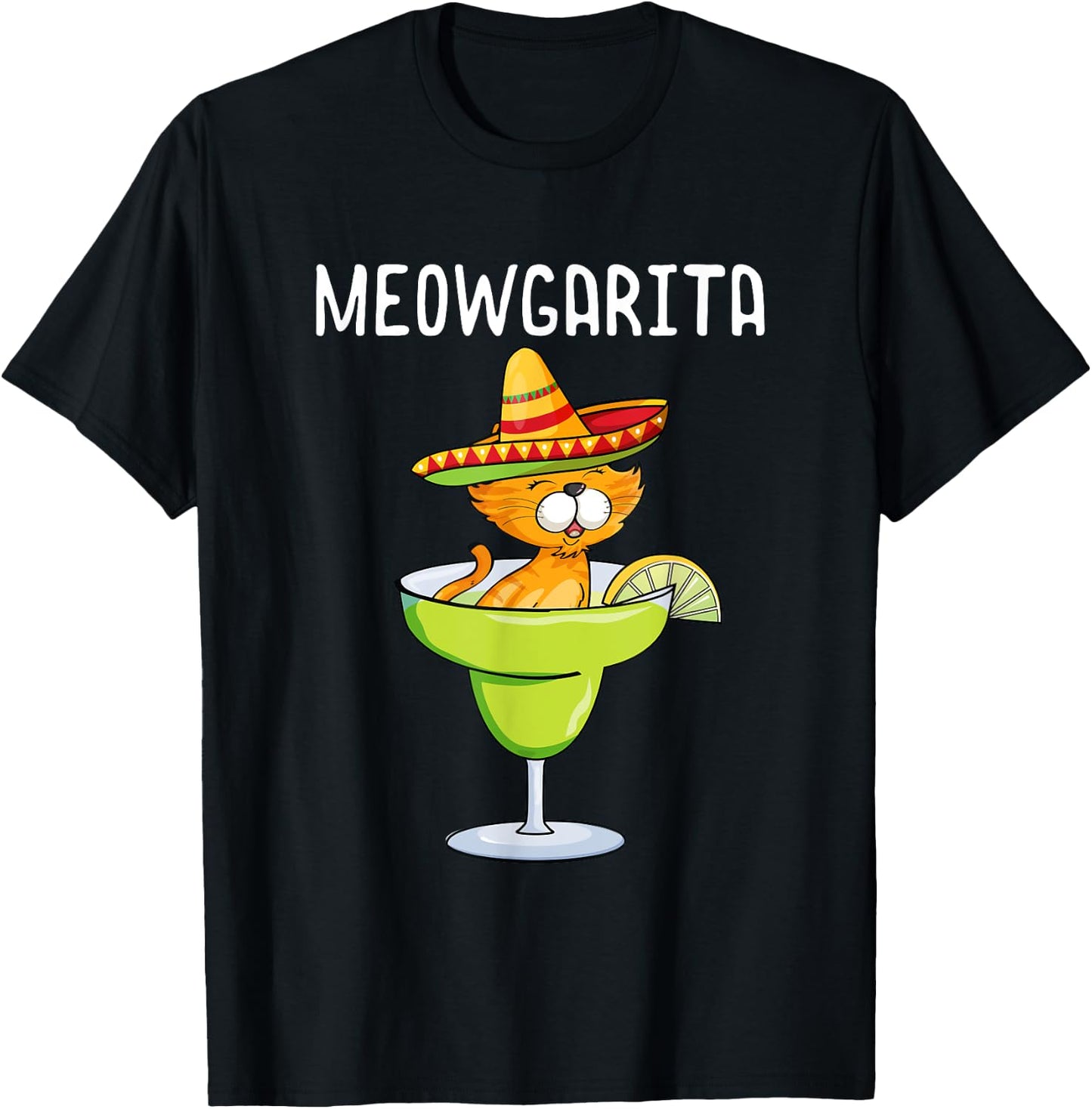 Meowgarita - Cinco de Mayo Margarita Cat Lover T-Shirt - T-Shirt | Black