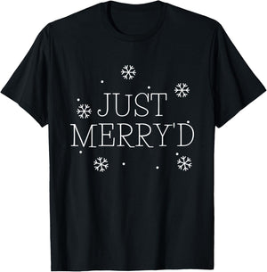 Just Merryd Wedding Married Christmas Gift Honeymoon T-Shirt - T-Shirt | Black