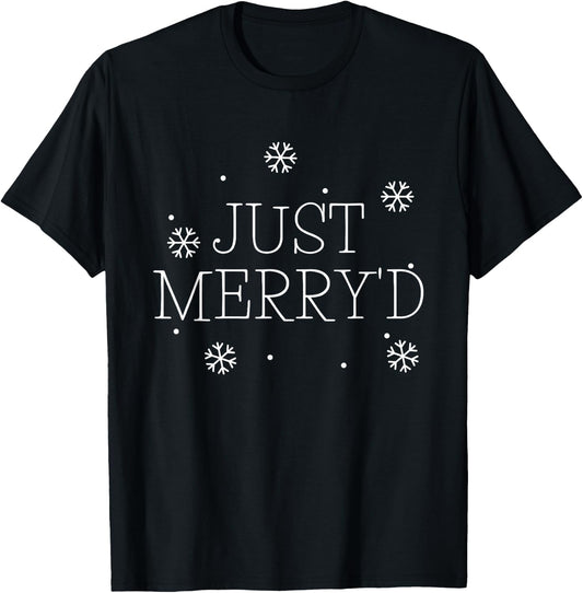 Just Merryd Wedding Married Christmas Gift Honeymoon T-Shirt - T-Shirt | Black