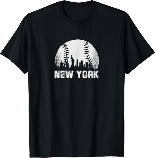 New York City Skyline Baseball Lover T-Shirt - T-Shirt | Black