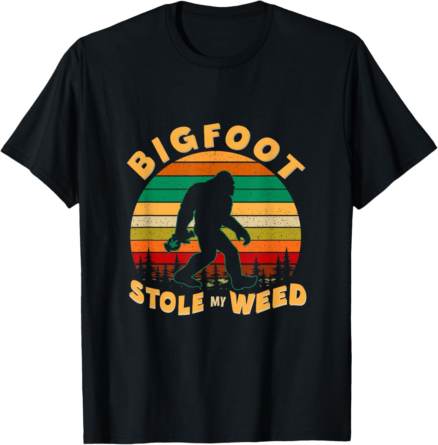 Vintage Bigfoot Stole My Weed Funny 420 Marijuana Men T-Shirt - T-Shirt | Black