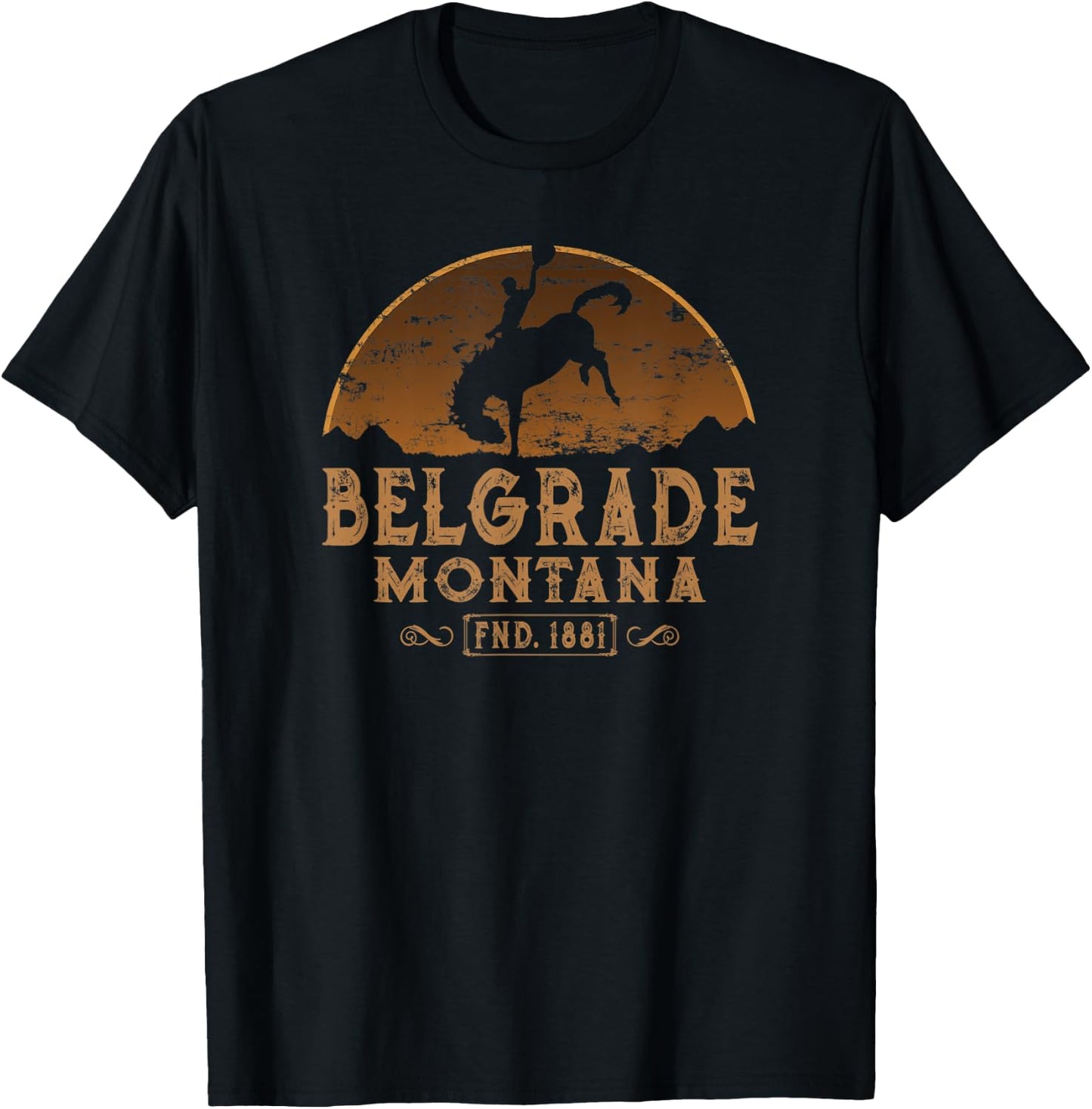 Belgrade Montana MT Wild West Rodeo Cowboy T-Shirt - T-Shirt | Black