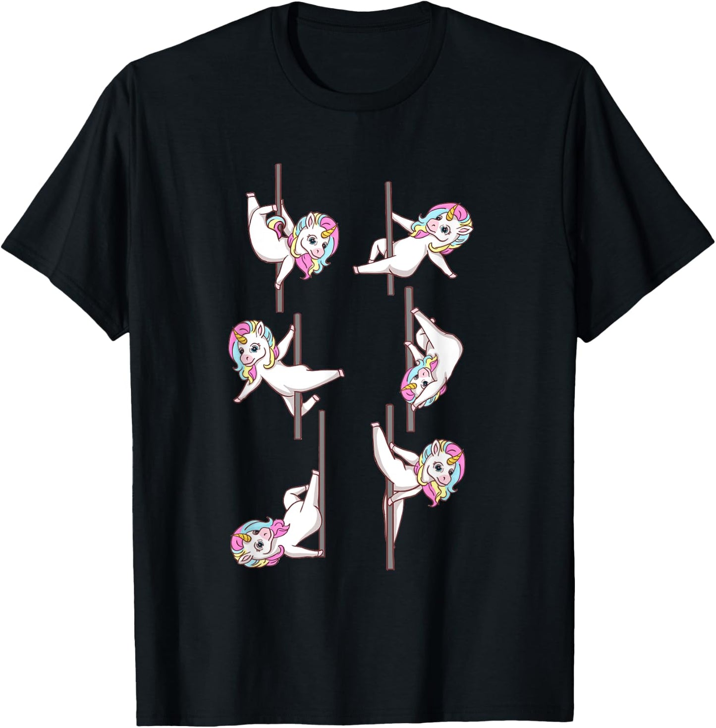 Cute Unicorns Pole Dancing Funny Pole Dance Lover T-Shirt - T-Shirt | Black