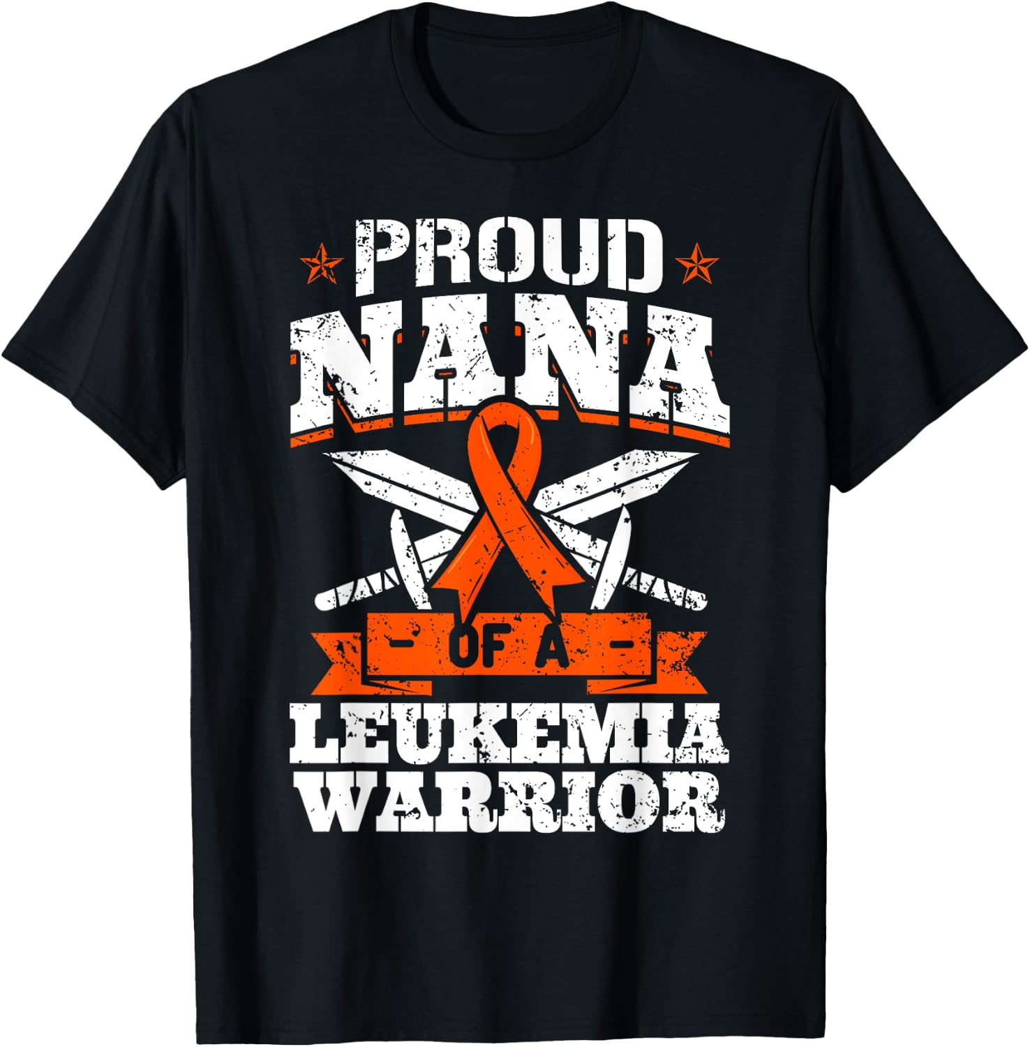 Proud Nana Of A Leukemia Warrior Grandma Awareness Ribbon T-Shirt - T-Shirt | Black