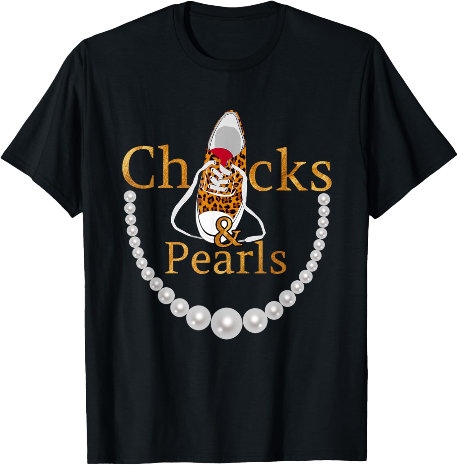 Chucks and Pearls 2021 leopard T-Shirt - T-Shirt | Black