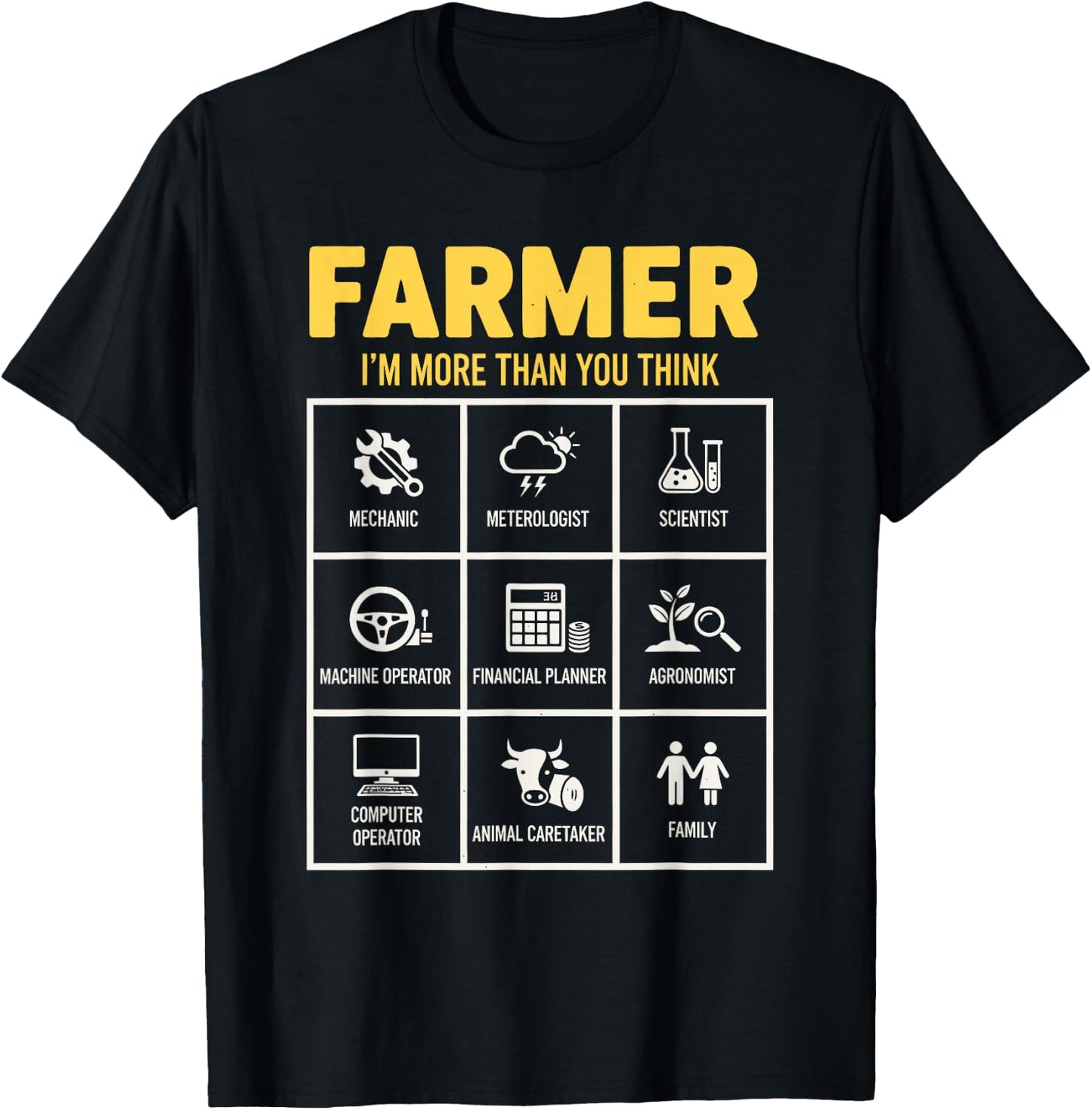 Farmer I'm More Than You Think Farm Farming T-Shirt - T-Shirt | Black