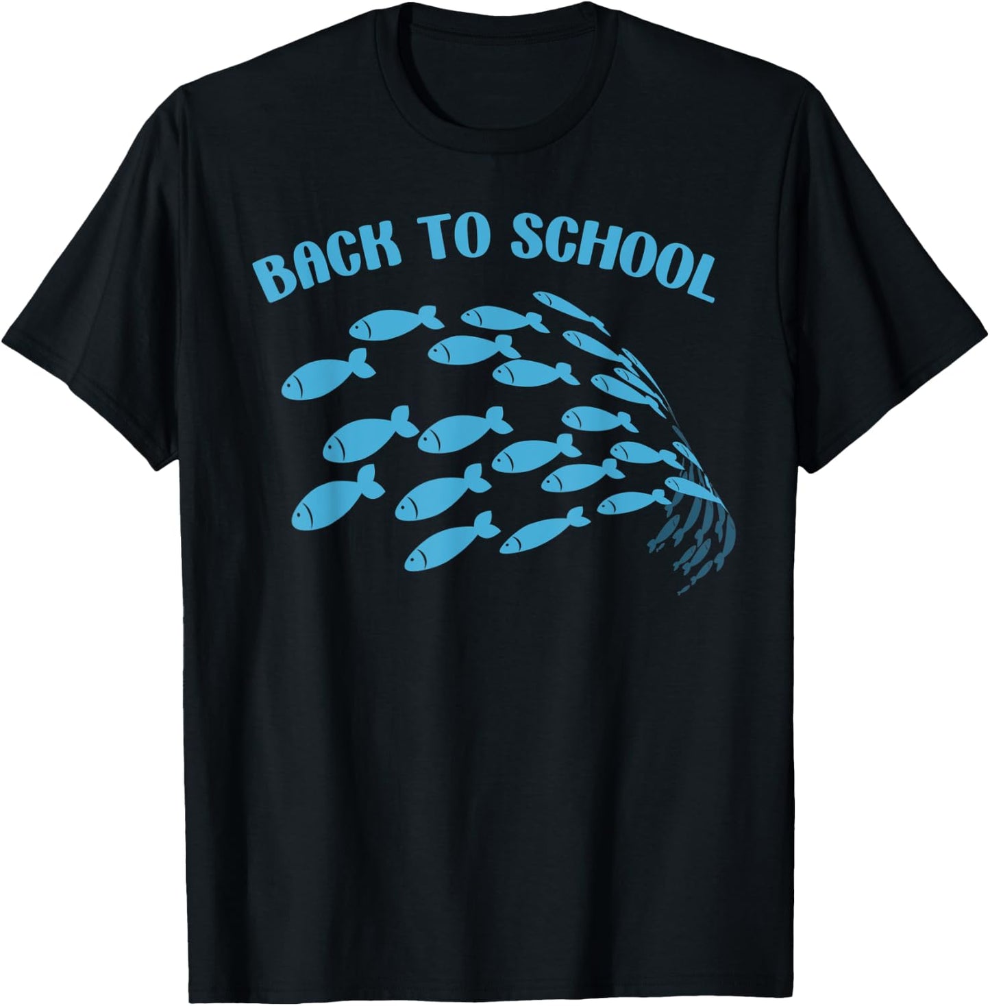 Back To School Of Fish Pun Funny High School Kindergarten T-Shirt - T-Shirt | Black