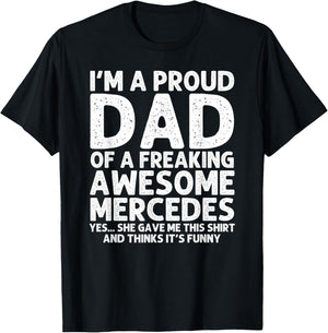 Dad Of MERCEDES Gift Father's Day Funny Personalized Name T-Shirt - T-Shirt | Black