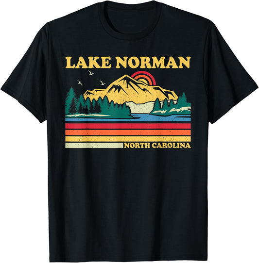Vintage Retro Family Vacation North Carolina Norman Lake T-Shirt - T-Shirt | Black