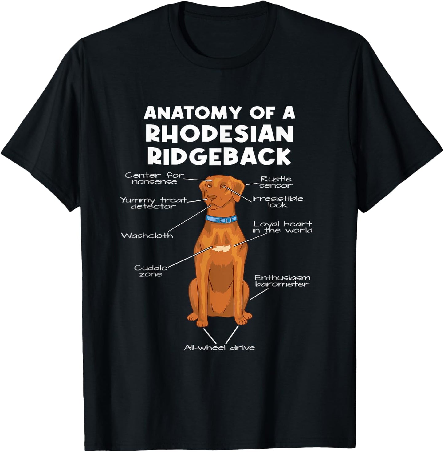 Anatomy of a Rhodesian Ridgeback | Dog Rhodesian Ridgeback T-Shirt - T-Shirt | Black