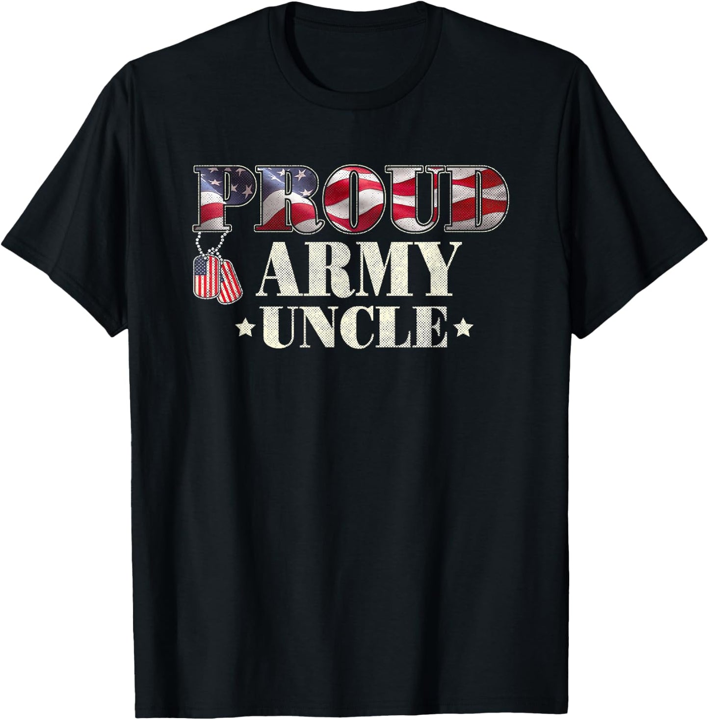 Proud US Army Uncle T shirt, USA Flag Veteran's Uncle Gift Women Men T-Shirt - T-Shirt | Black
