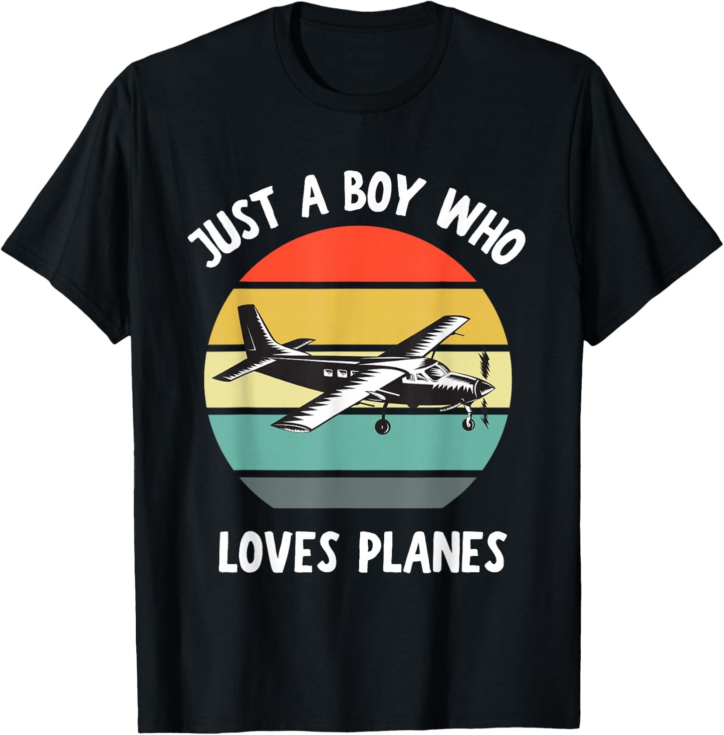 Just A Boy Who Loves Airplanes Funny Kids Toddler Baby 5T 4T T-Shirt - T-Shirt | Black