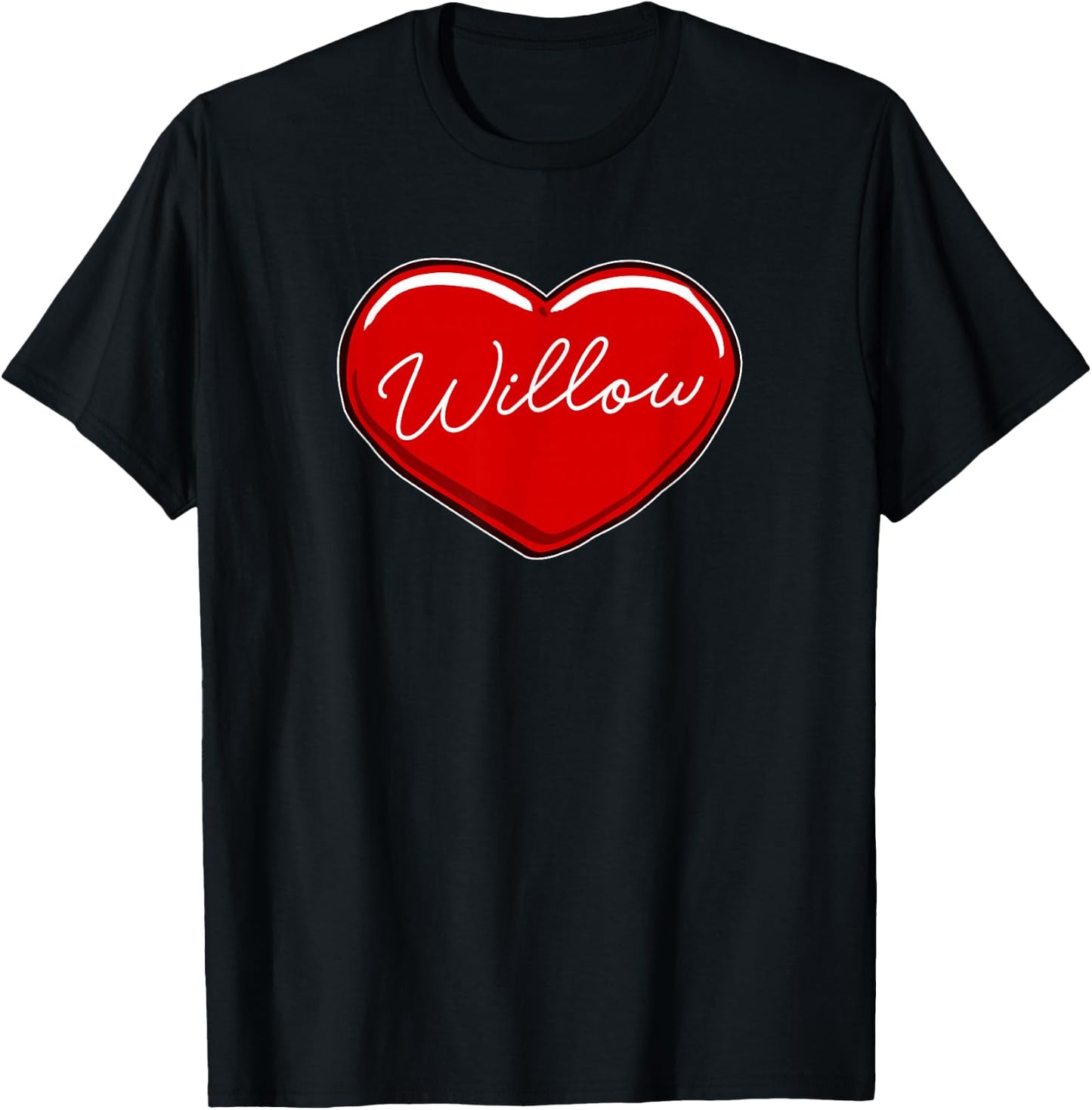 Hand Drawn Heart Willow - First Name Hearts I Love Willow T-Shirt - T-Shirt | Black