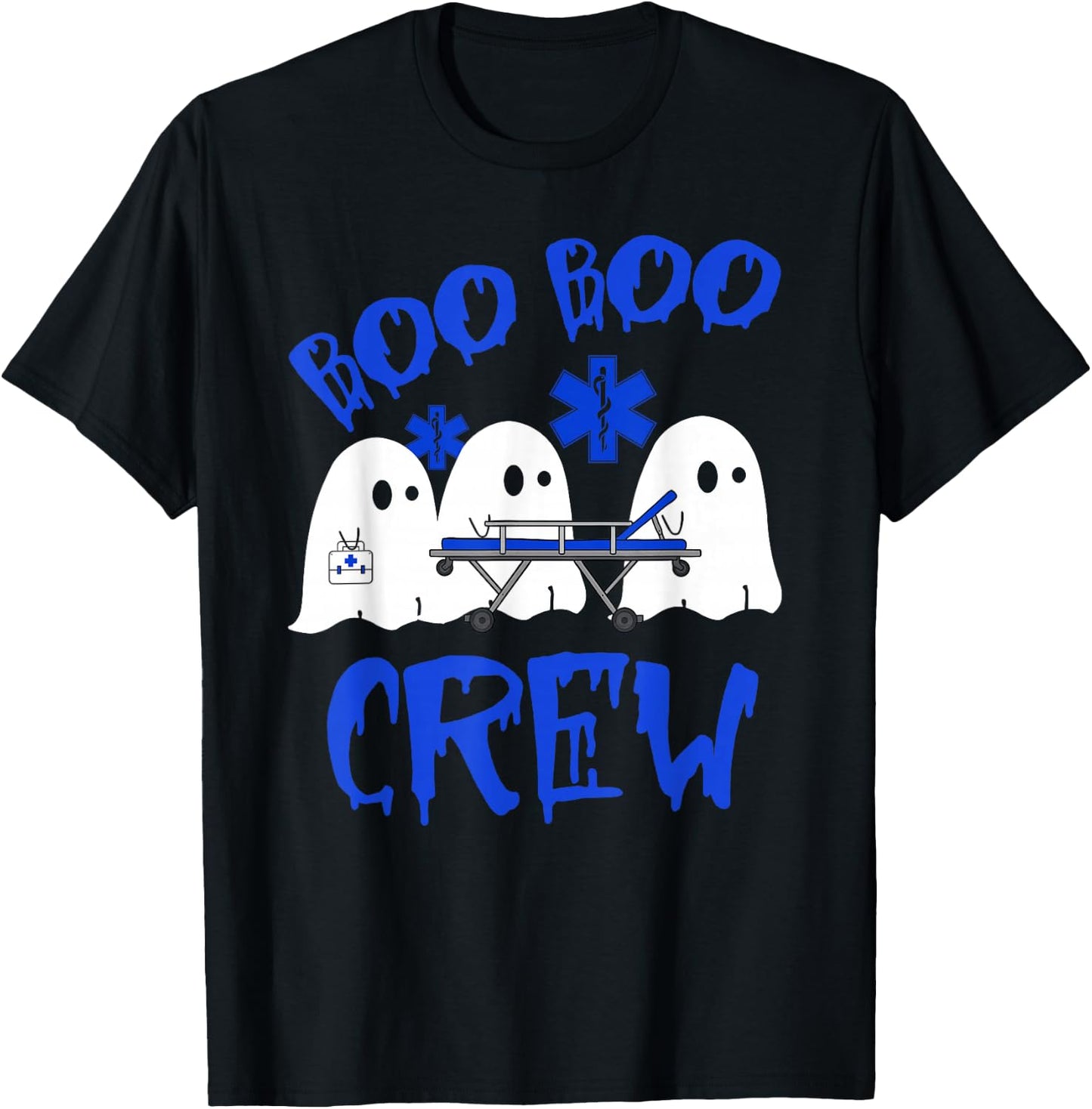 Boo Boo Crew Funny Ghost EMT EMS Paramedic Nurse Halloween T-Shirt - T-Shirt | Black