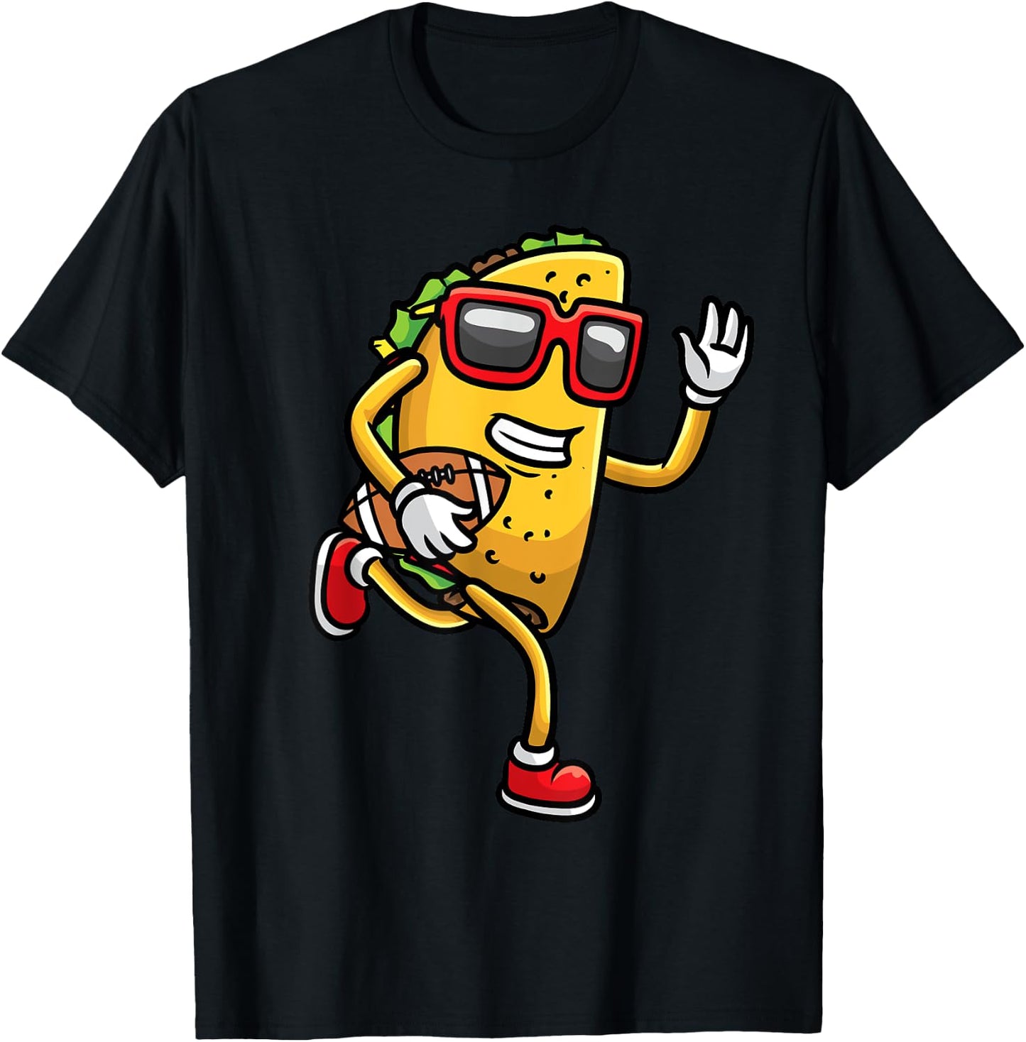 Taco Playing Football Mexican Cinco De Mayo Kids Men T-Shirt - T-Shirt | Black
