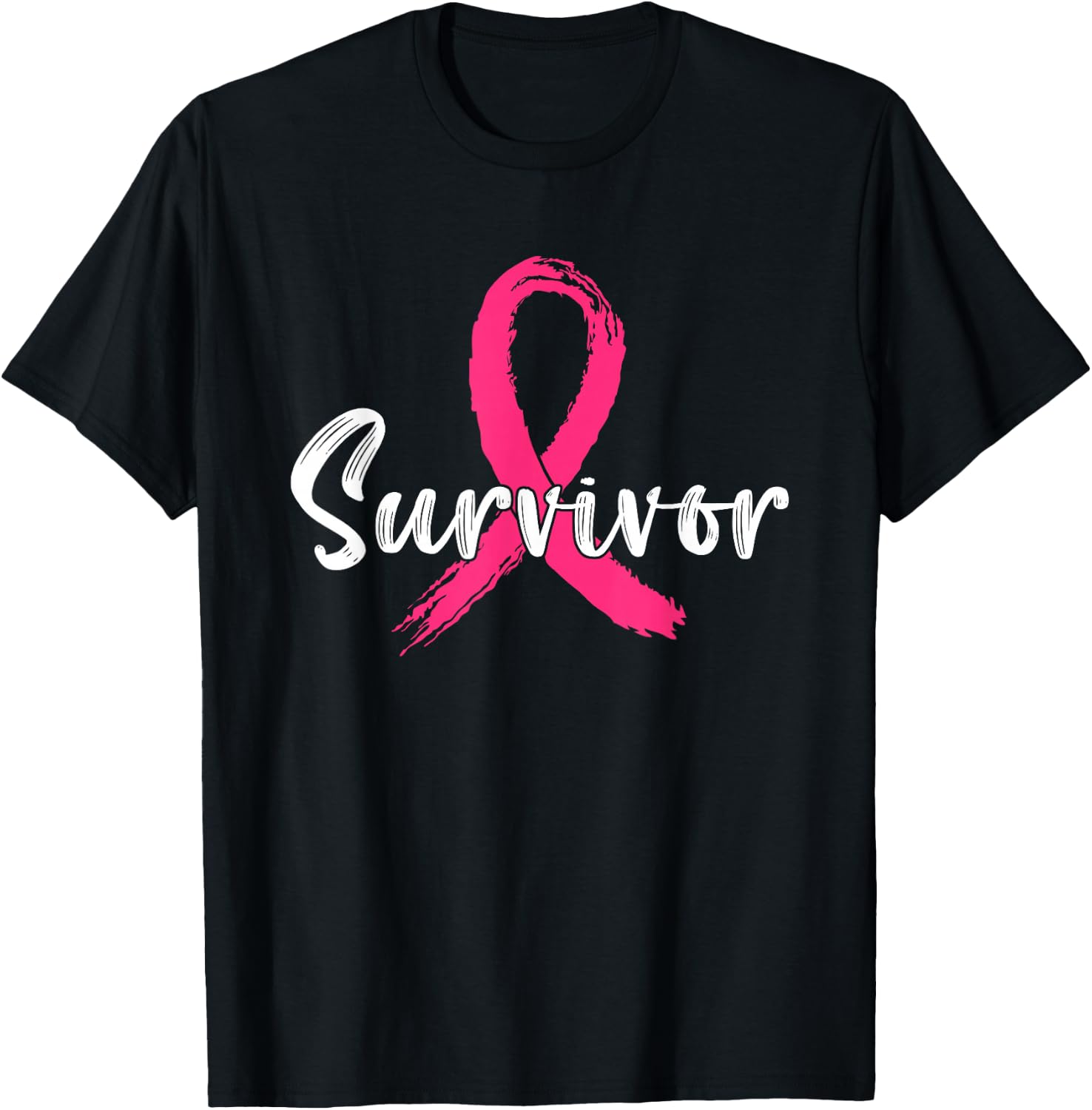 Breast Cancer Survivor Pink Ribbon Breast Cancer Awareness T-Shirt - T-Shirt | Black