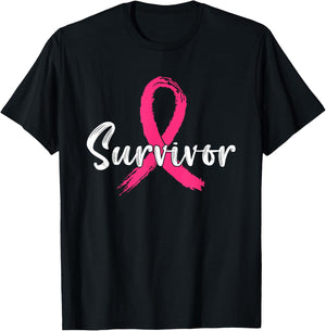 Breast Cancer Survivor Pink Ribbon Breast Cancer Awareness T-Shirt - T-Shirt | Black