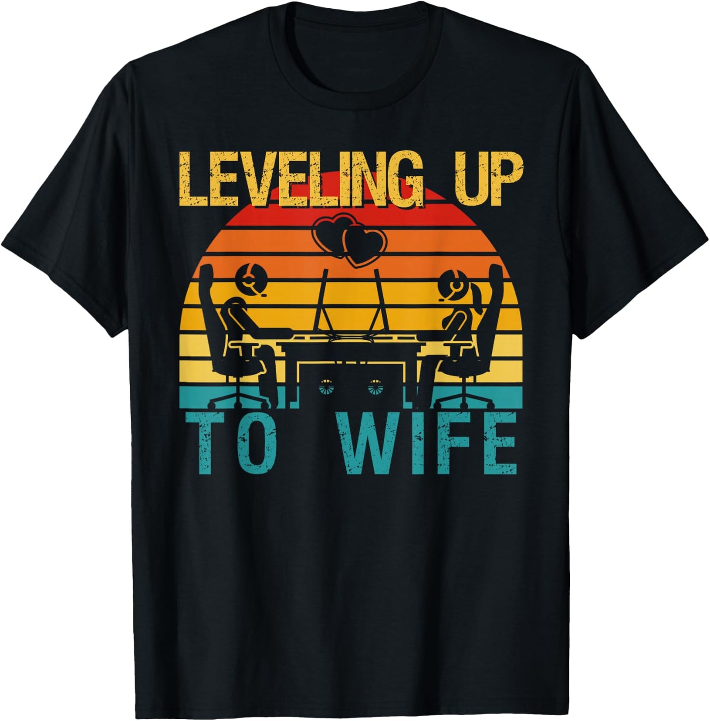 Gamer Engagement Future Mr & Mrs Leveling Up To Wife T-Shirt - T-Shirt | Black