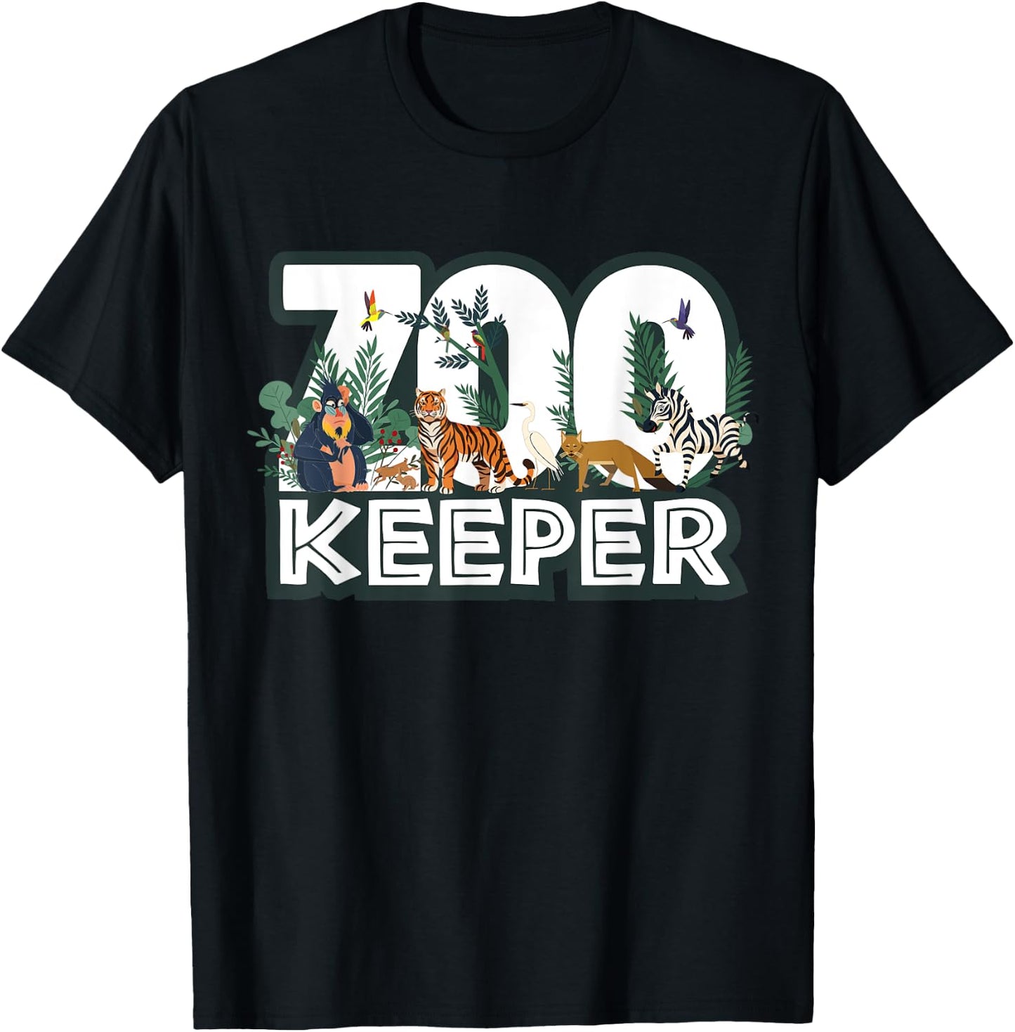 Zookeeper Wild woods jungle Tropical Forest Animals Theme T-Shirt - T-Shirt | Black