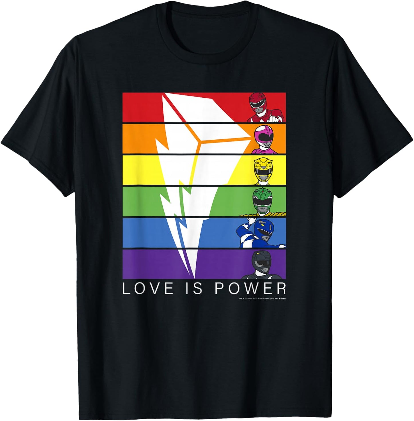 Power Rangers Pride Love is Power Rainbow Panels Small T-Shirt - T-Shirt | Black