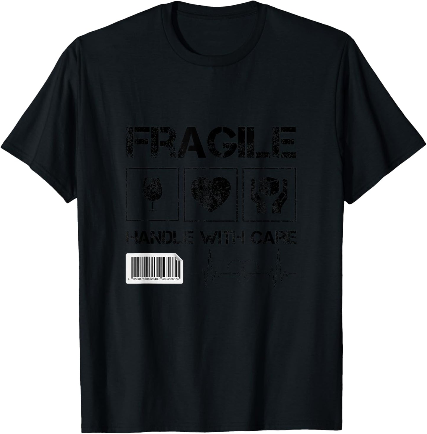 Fragile handle with care graphic and cool designs fun T-Shirt - T-Shirt | Black