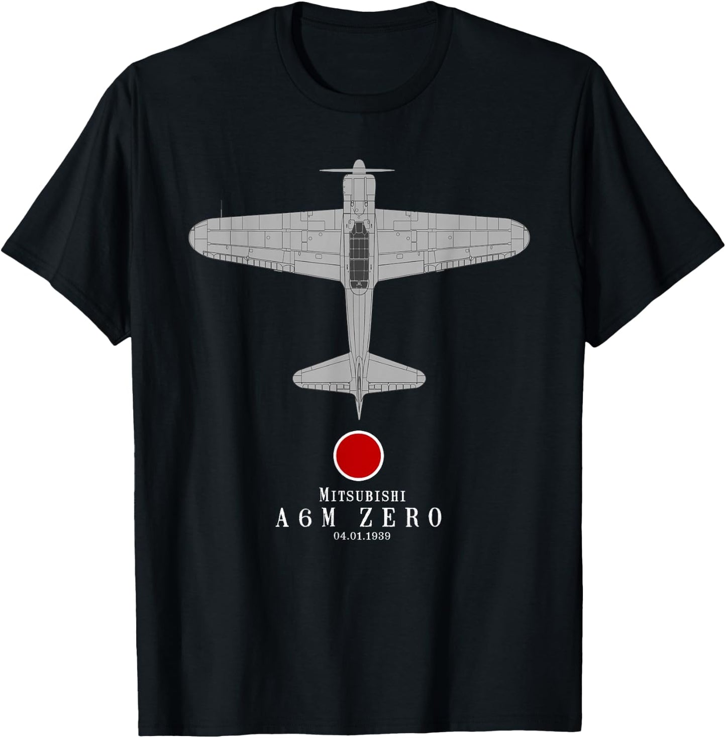 A6M Zero Tech Drawing WWII Japanese Fighter Airplane T-Shirt - T-Shirt | Black