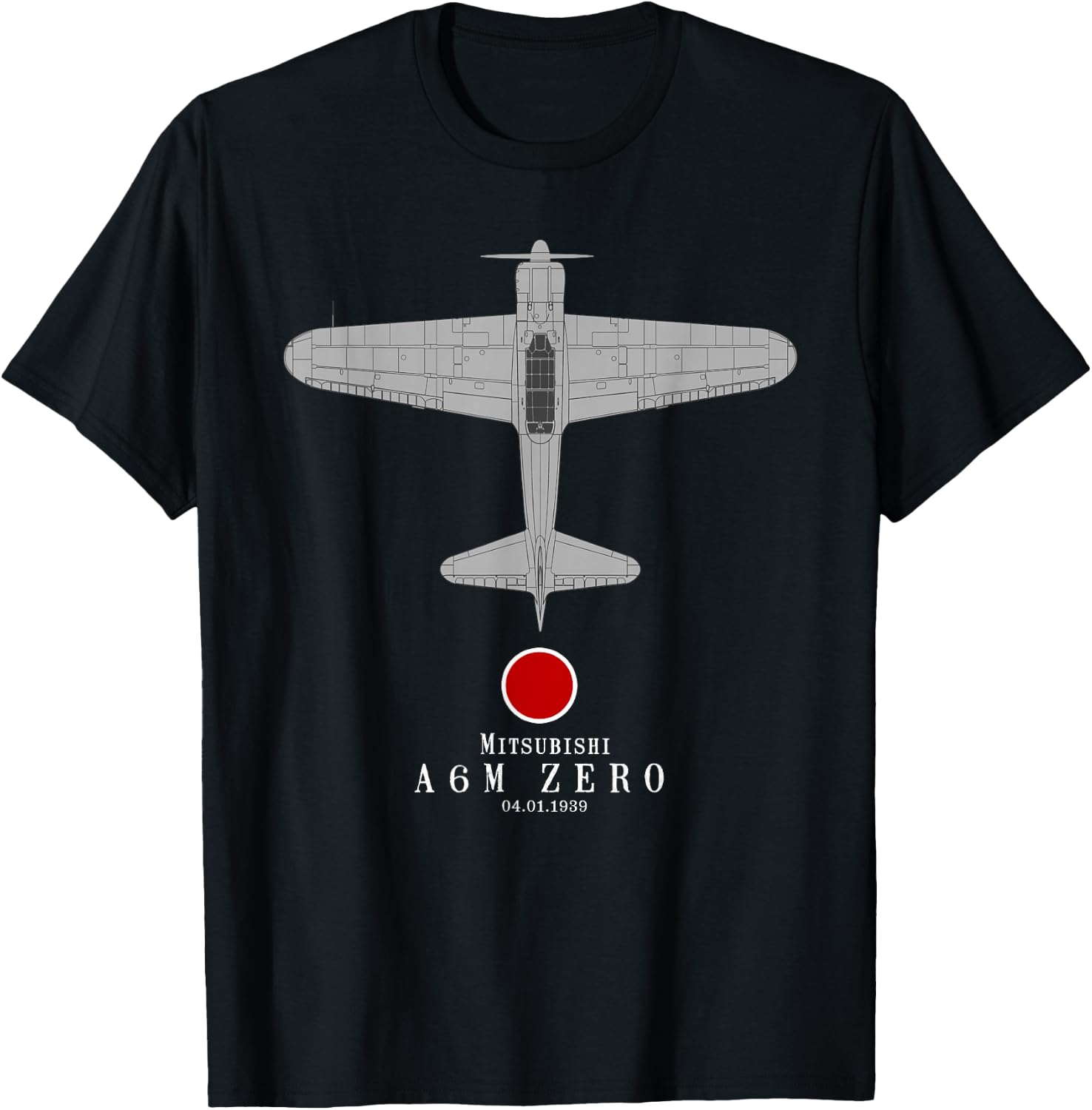 A6M Zero Tech Drawing WWII Japanese Fighter Airplane T-Shirt - T-Shirt | Black
