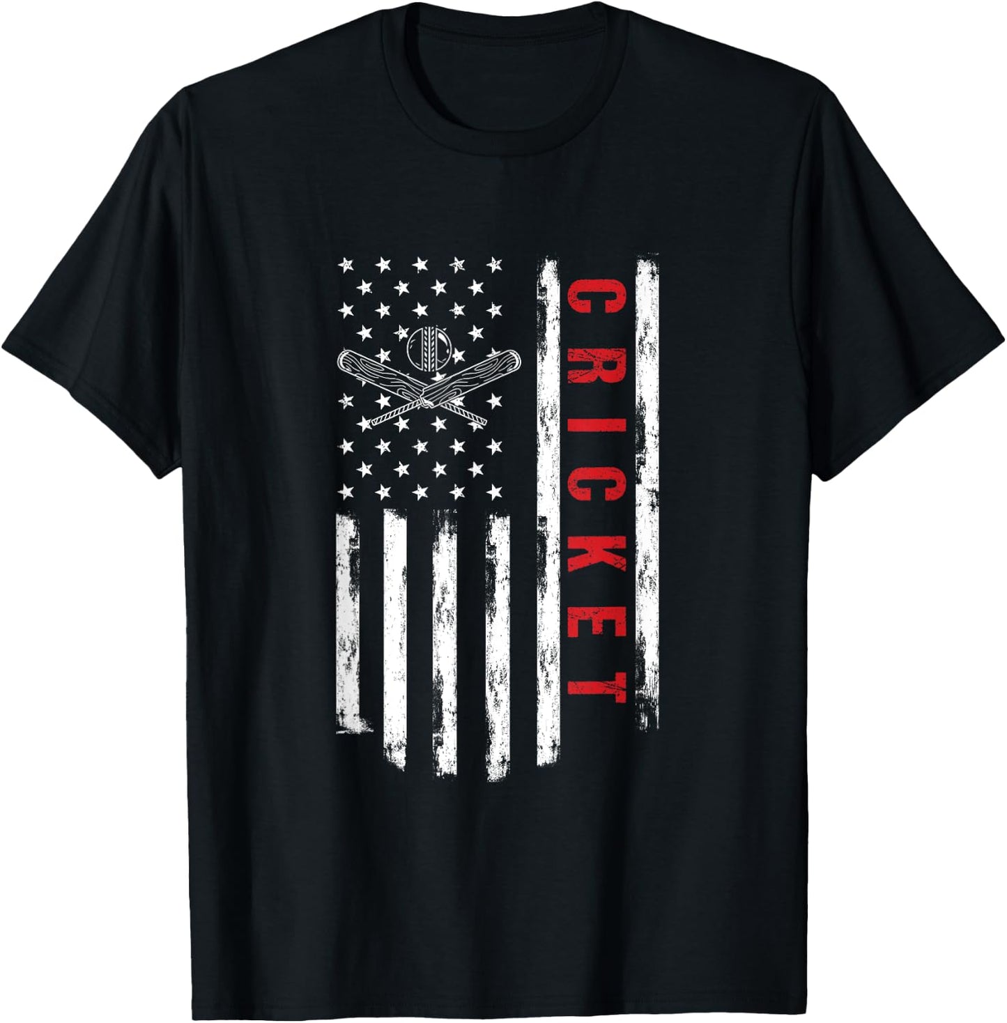 Cricket Player US American Flag Cricketer Bowler Men T-Shirt - T-Shirt | Black