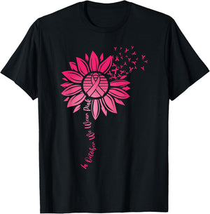in October we Wear Pink Sunflower Breast Cancer Awareness T-Shirt - T-Shirt | Black