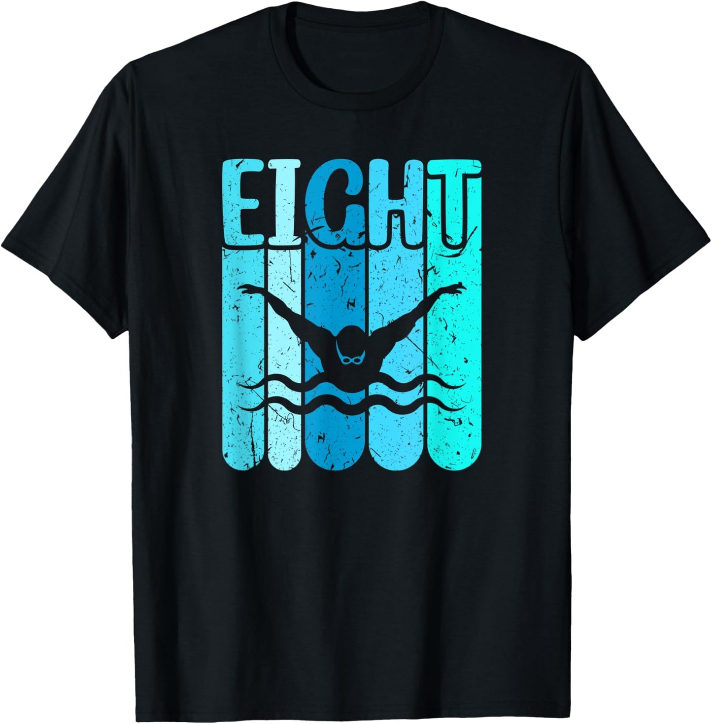 Swimmer 8th Birthday Swimming T-Shirt - T-Shirt | Black
