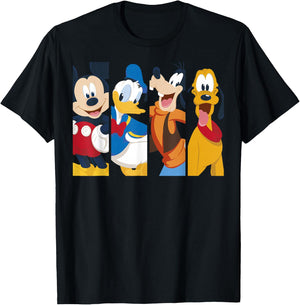 Disney Mickey and Friends Group Shot Panels T-Shirt - T-Shirt | Black