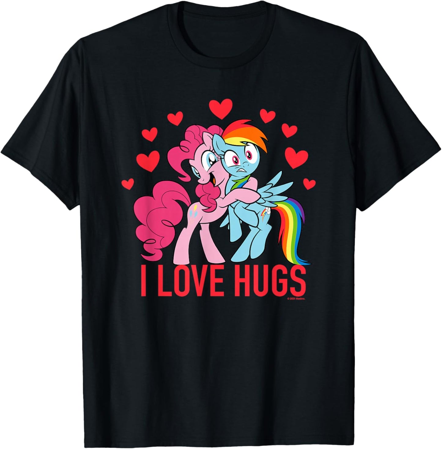 My Little Pony Valentine's Day Pinkie Pie Rainbow Dash Hugs T-Shirt - T-Shirt | Black