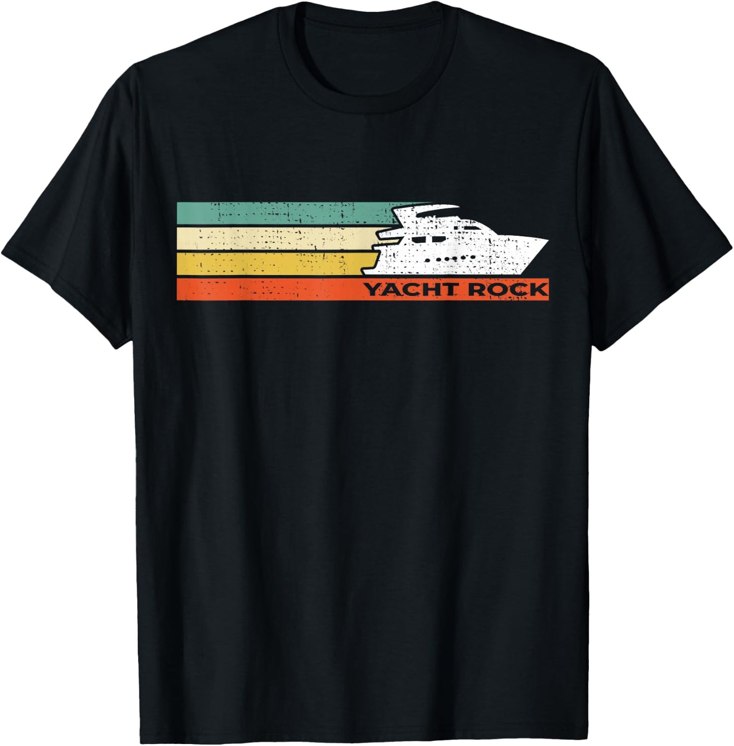 Distressed Retro Yacht Rock T-Shirt - T-Shirt | Black