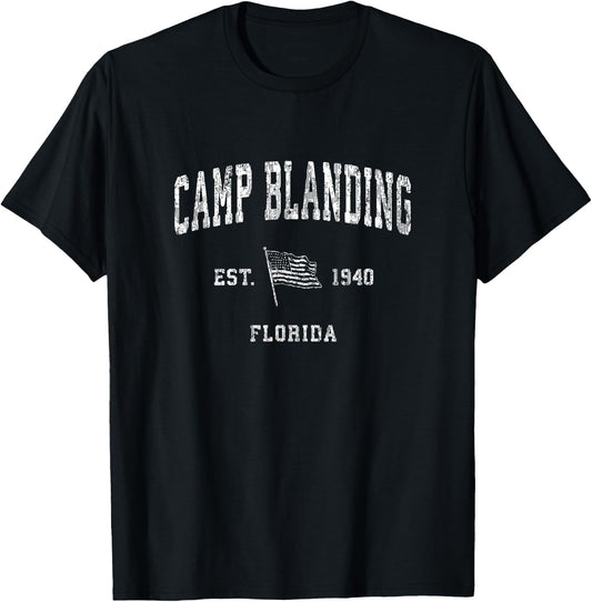 Camp Blanding Florida FL Vintage US Flag Sports T-Shirt - T-Shirt | Black