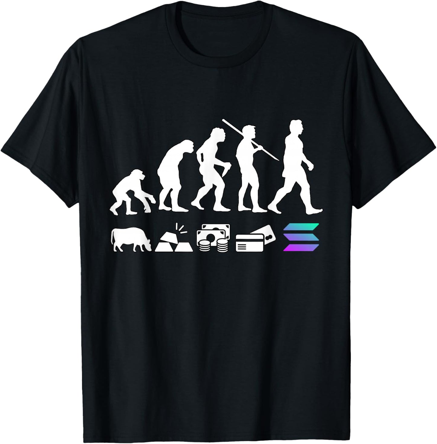 Solana Evolution of Money | The Solana Crypto T-Shirt - T-Shirt | Black