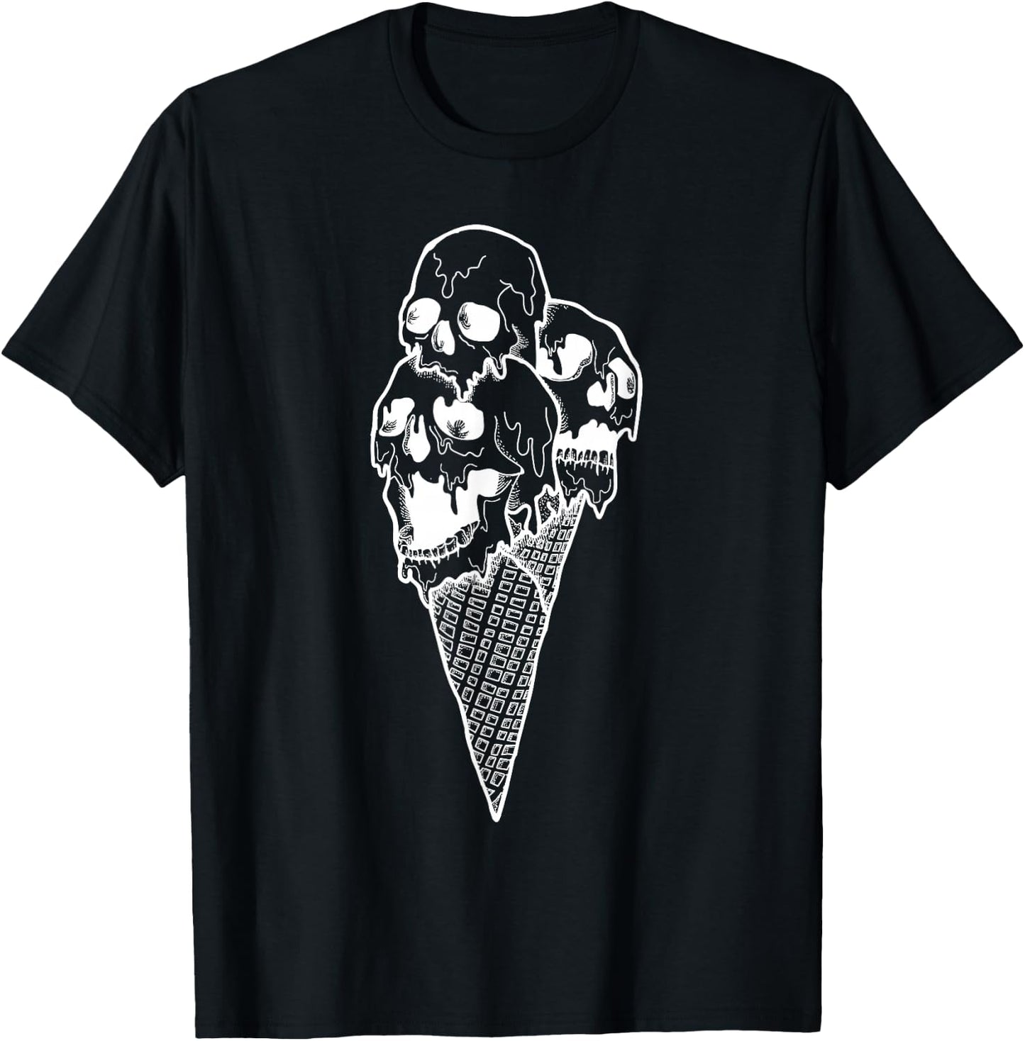 Creepy Skulls Icecream Horror Halloween Design T-Shirt - T-Shirt | Black