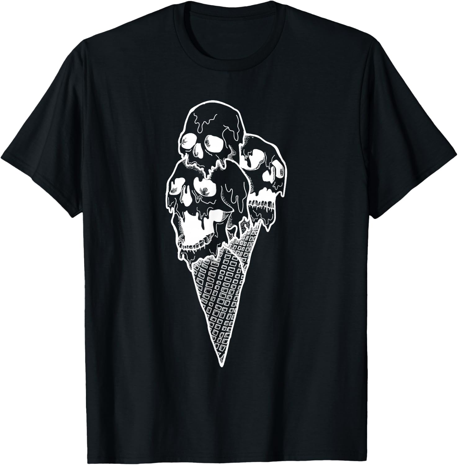Creepy Skulls Icecream Horror Halloween Design T-Shirt - T-Shirt | Black