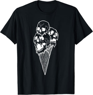Creepy Skulls Icecream Horror Halloween Design T-Shirt - T-Shirt | Black