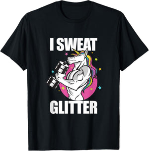 Funny Unicorn Weightlifting I Sweat Workout Gym T-Shirt - T-Shirt | Black